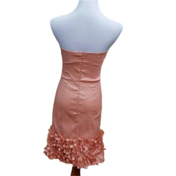 ROMEO and JULIET Dress Peach Strapless Prom  Midi 3D Floral Wedding Formal 6 - Picture 2 of 10